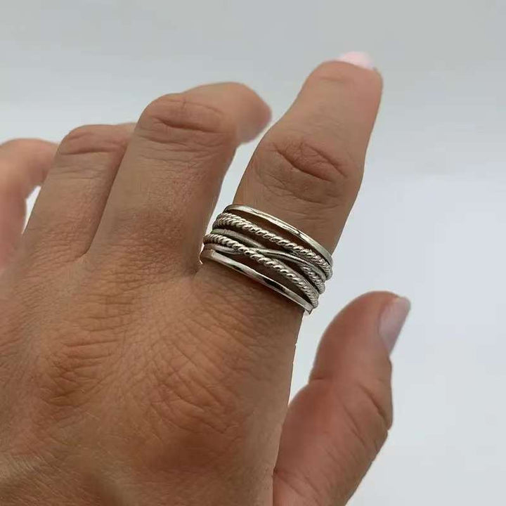 Layered Silver Pearl Ring