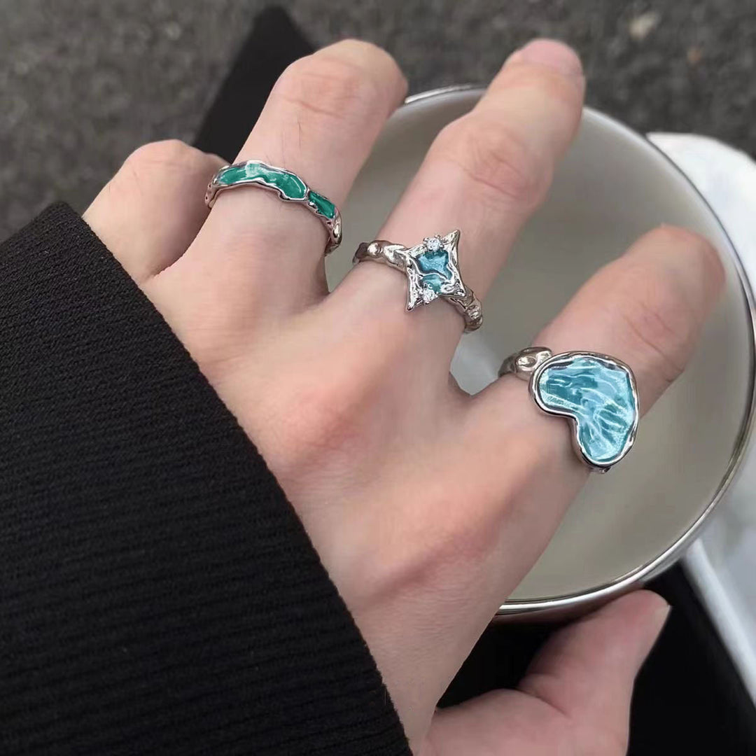 Silver Ring with Blue Heart-Shaped Stone