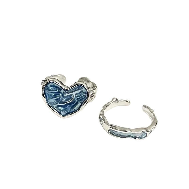 Silver Ring with Blue Heart-Shaped Stone