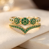 Gold Emerald Cluster Ring