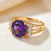 Gold Amethyst Split Shank Ring
