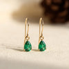 Gold Emerald Teardrop Drop Earrings