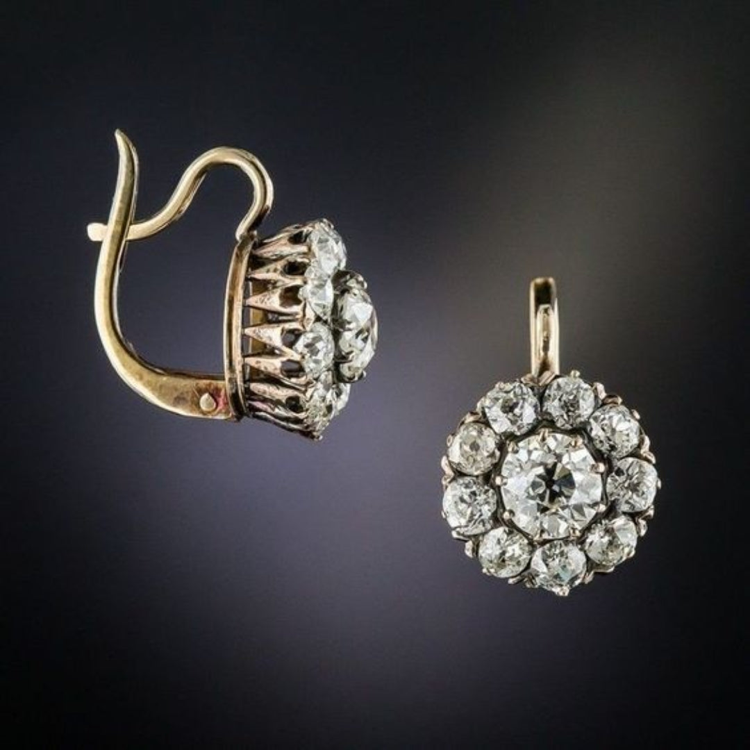 Vintage Gold Earrings with Gemstone Inlay VIP