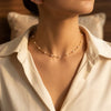 Gold Spaced Pearl Chain Necklace