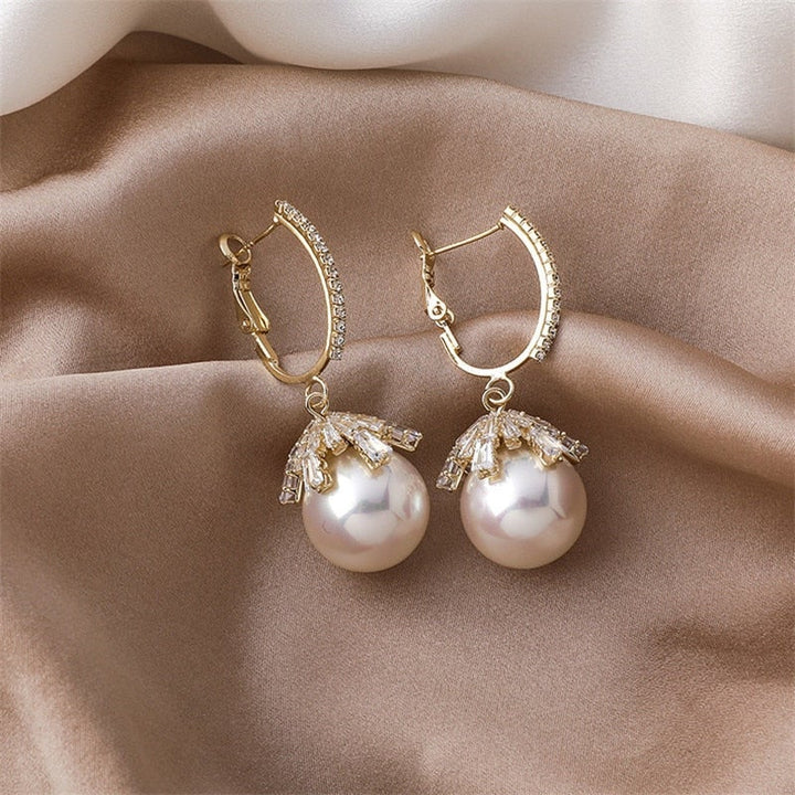 Crystal and Pearl Drop Earrings