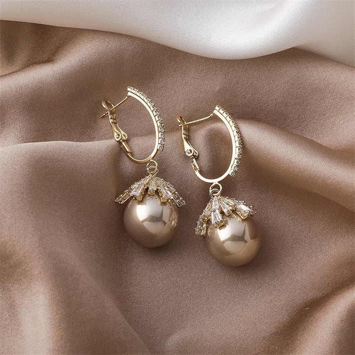 Crystal and Pearl Drop Earrings