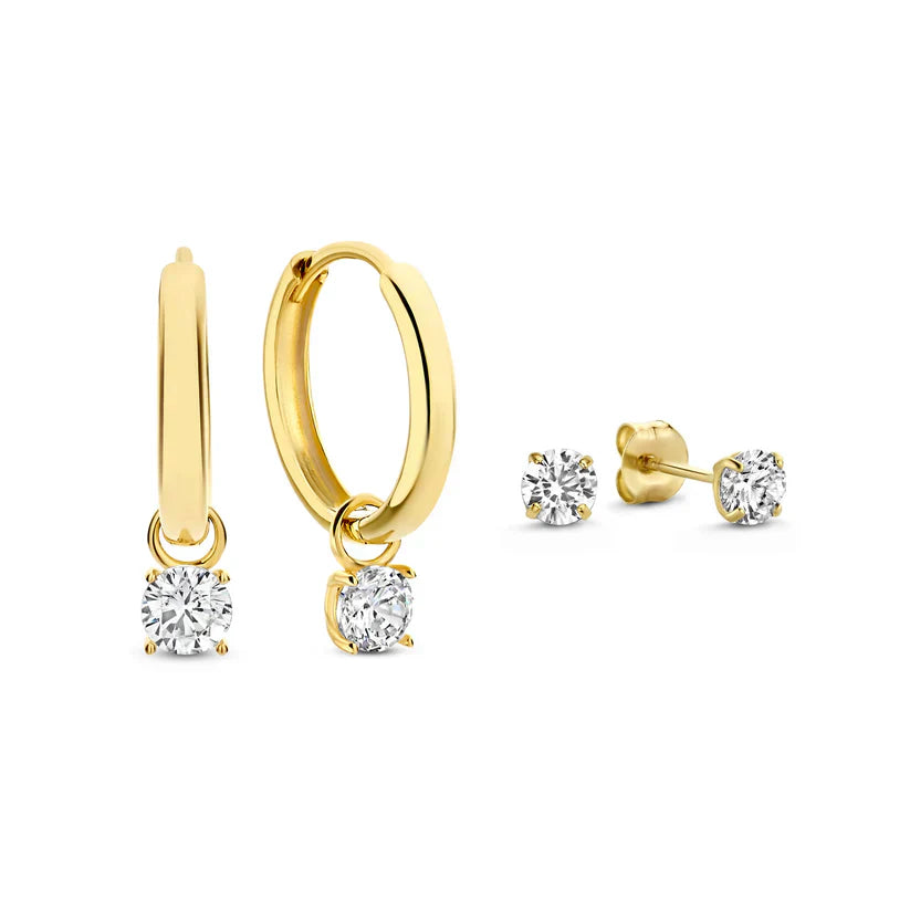 Golden Stone Earring Set
