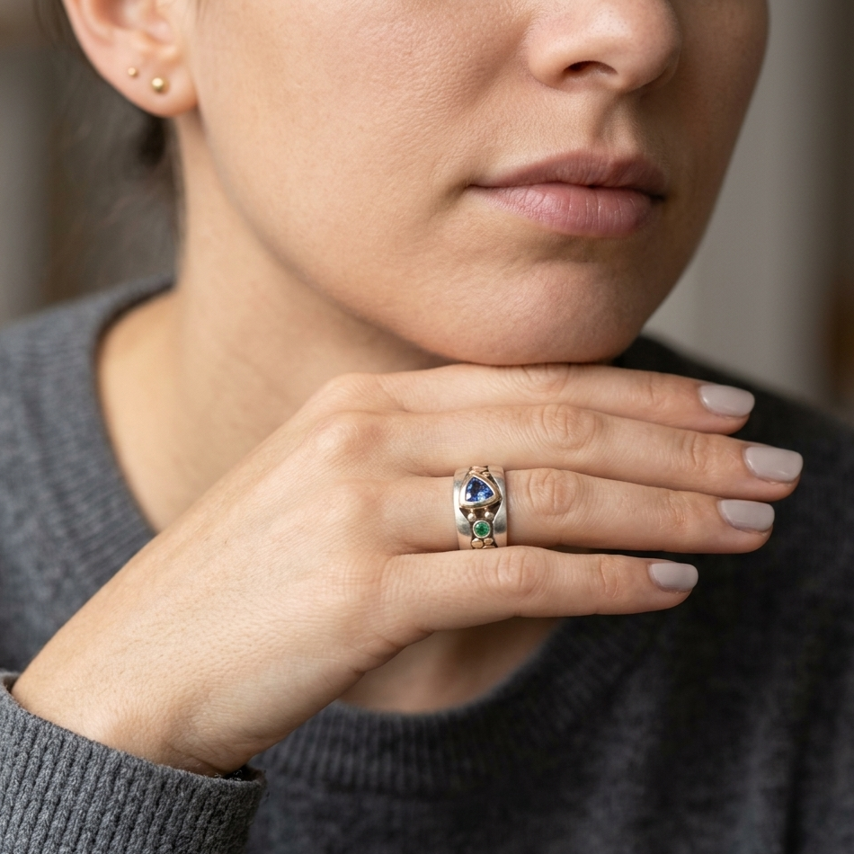Vintage Blue Crystal Ring VIP