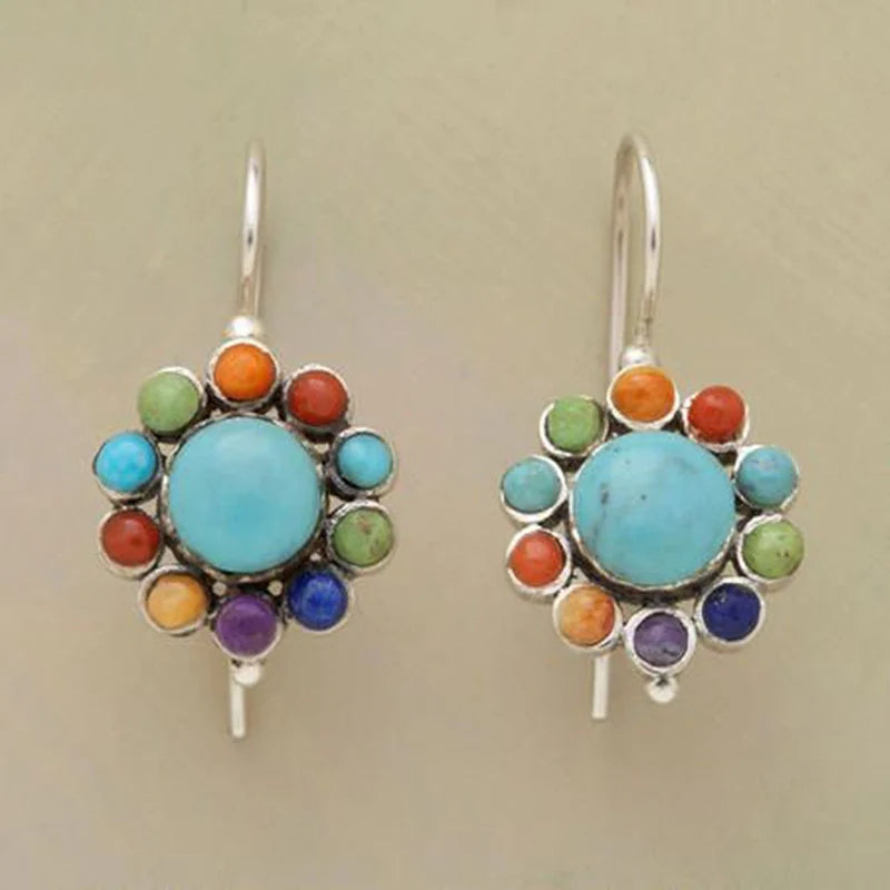Turquoise Multicolour Hoop Earrings VIP