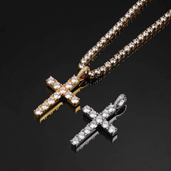 Golden Moissanite Cross Necklace VIP