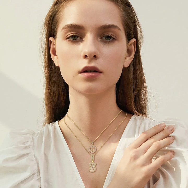 Golden Moissanite Letter Necklace Set VIP