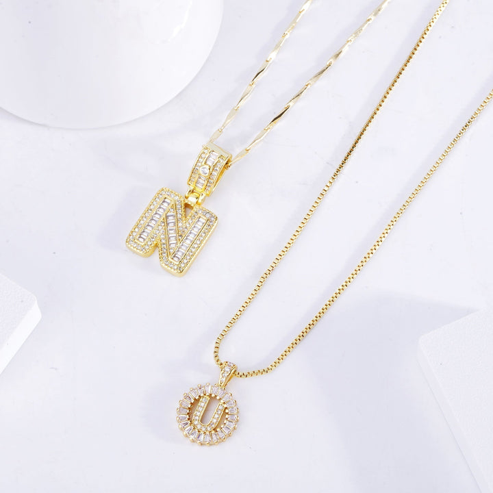 Golden Moissanite Letter Necklace Set