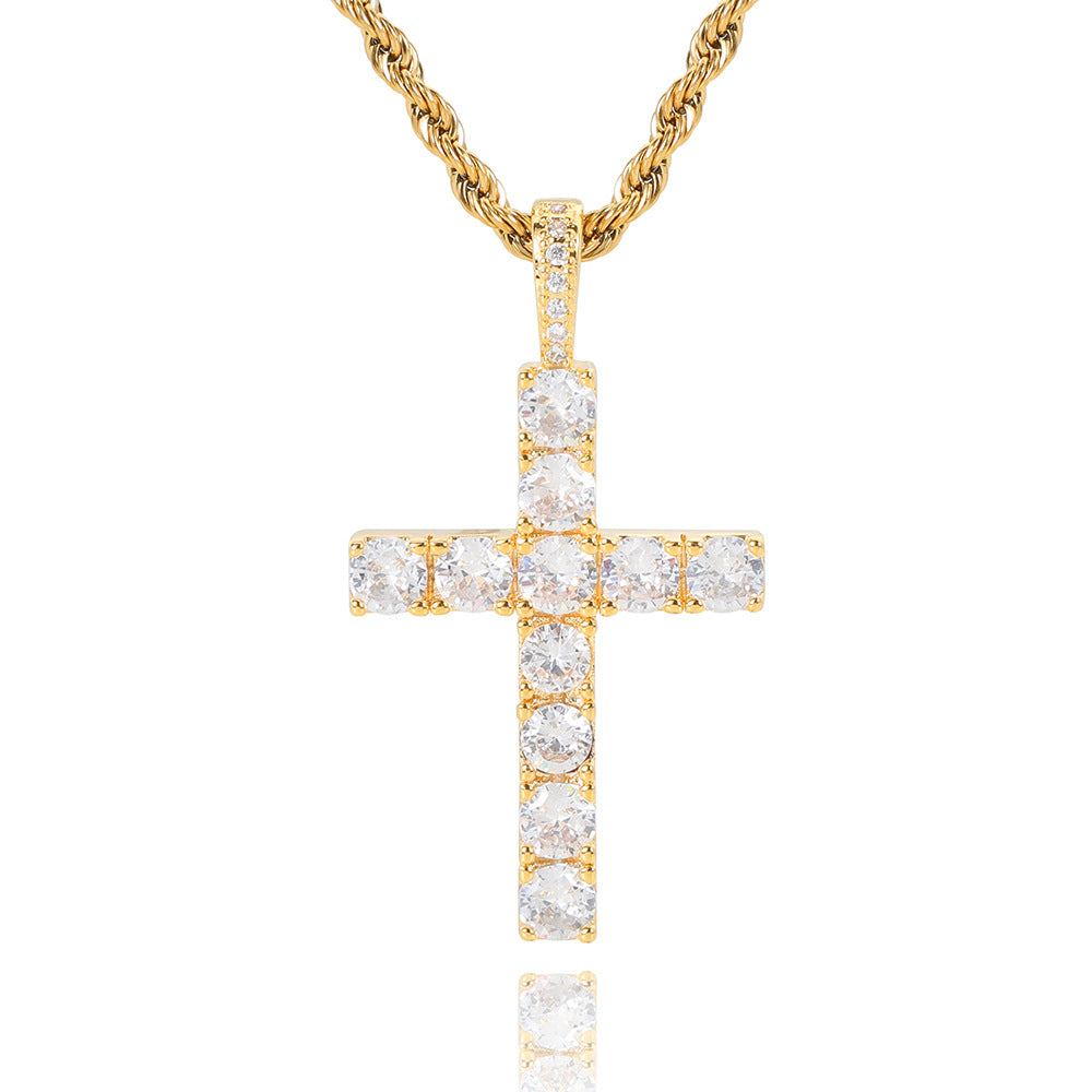 Golden Moissanite Cross Necklace VIP