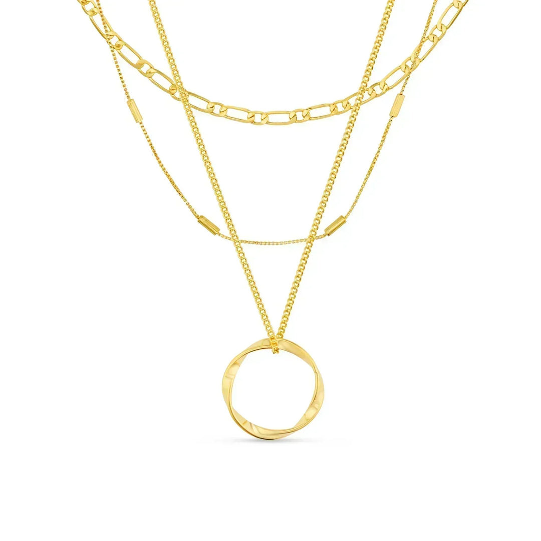 Three-Strand Necklace with Open Circle in Gold VIP