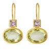 Green Crystal and Gold Earrings