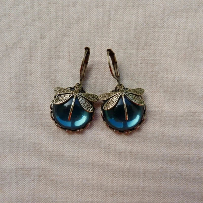 Antique Crystal Dragonfly Earrings