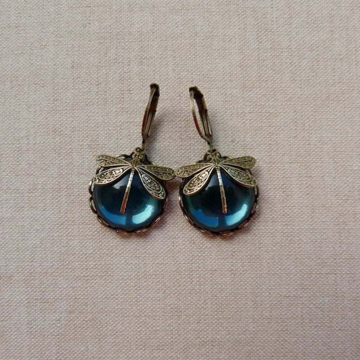 Antique Crystal Dragonfly Earrings