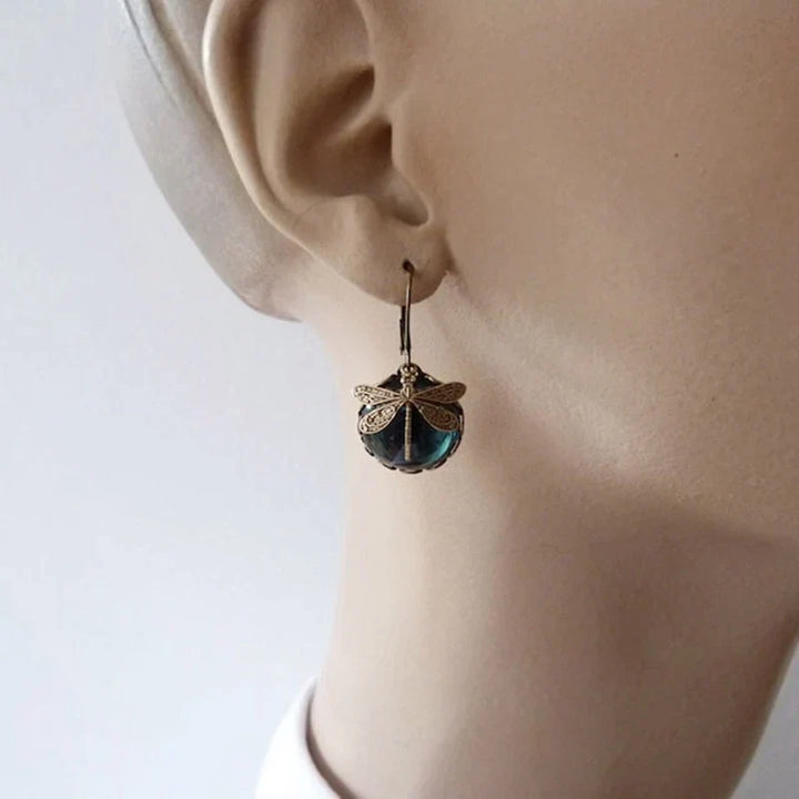 Antique Crystal Dragonfly Earrings