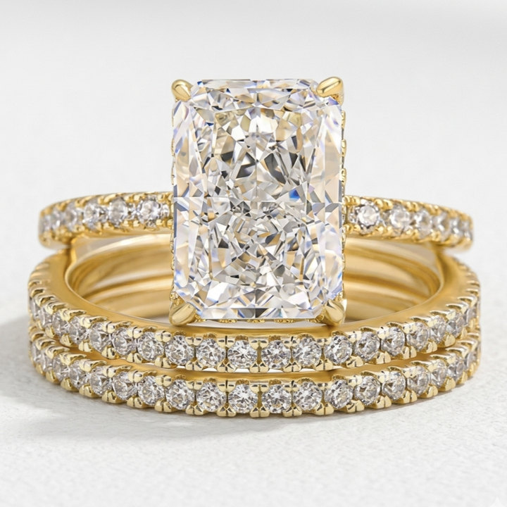 Gold Wedding Ring Set (3 Pieces)