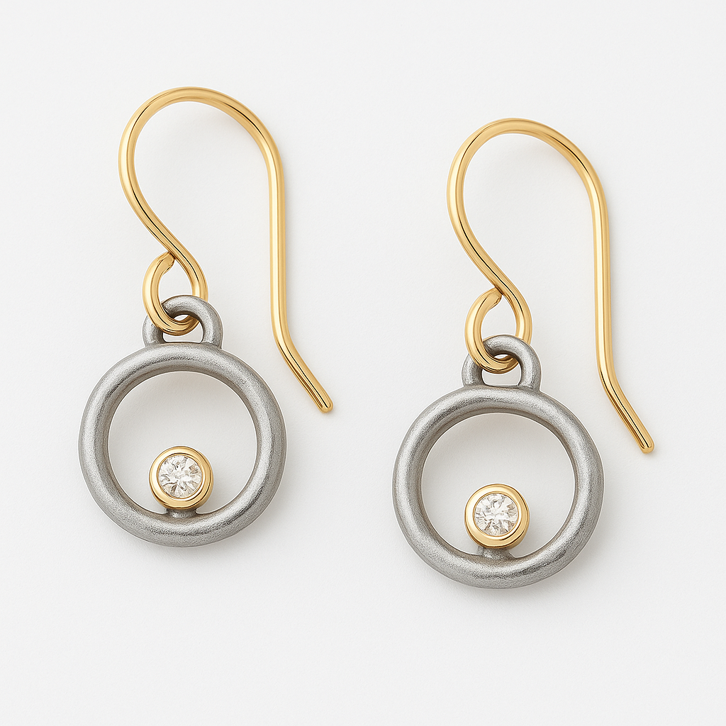 Vintage Gold Earrings with Silver Zirconia
