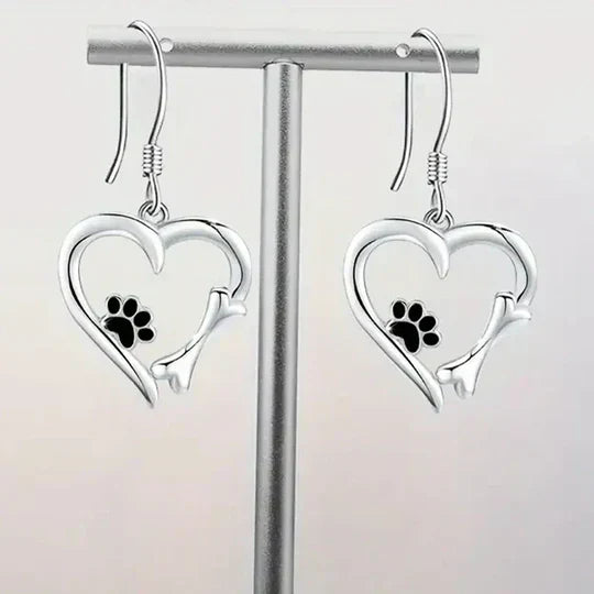 Silver Paw and Heart Earrings VIP