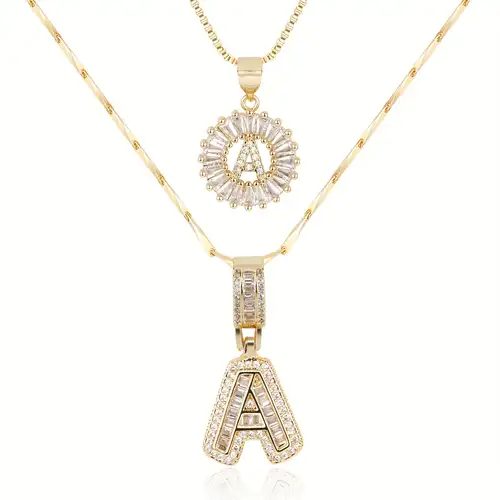 Golden Moissanite Letter Necklace Set VIP