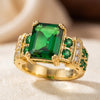 Gold Emerald Geometric Ring