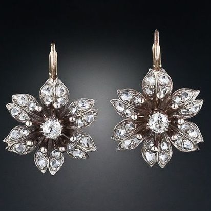 Vintage Flower-Shaped Crystal Earrings