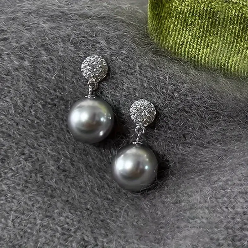 Elegant Black Pearl Earrings with Rhinestones VIP