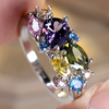Vintage Silver Ring with Coloured Crystals