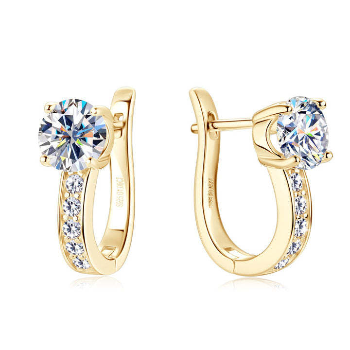 Gold Moissanite Huggie Earrings