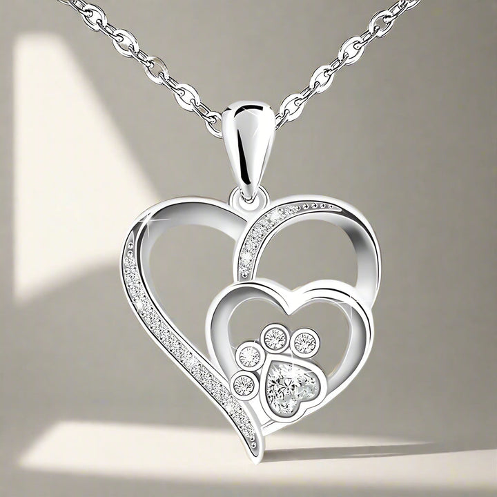 Silver Paw & Heart Necklace VIP