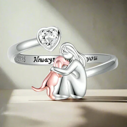 Adjustable Silver Dog Ring for Women VIP